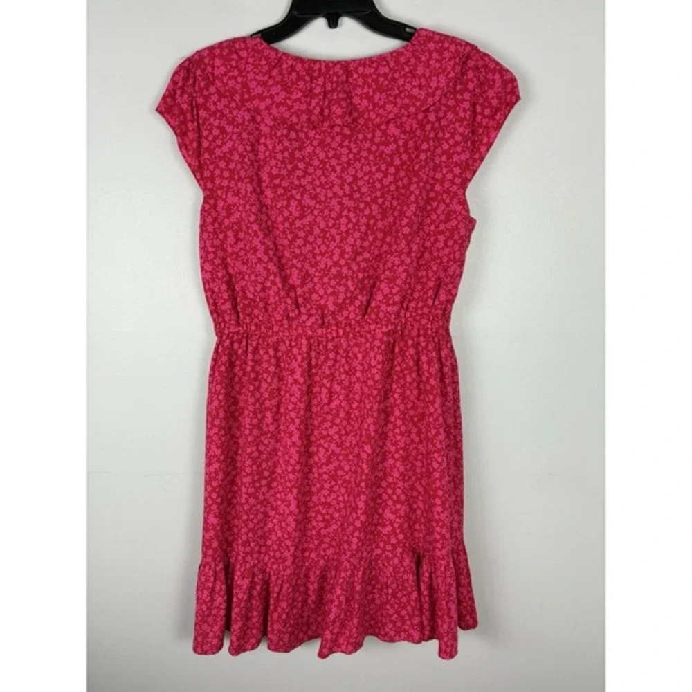 J Crew Wrap Dress Tossed Bouquet Print Sz 10 Red Pink Romantic Coquette